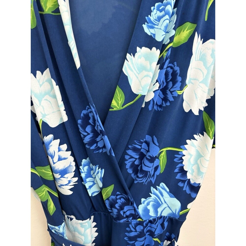 Charter Club Women’s Dress Floral XL Short Sleeve With Belt Surplice Neck - Picture 11 of 14